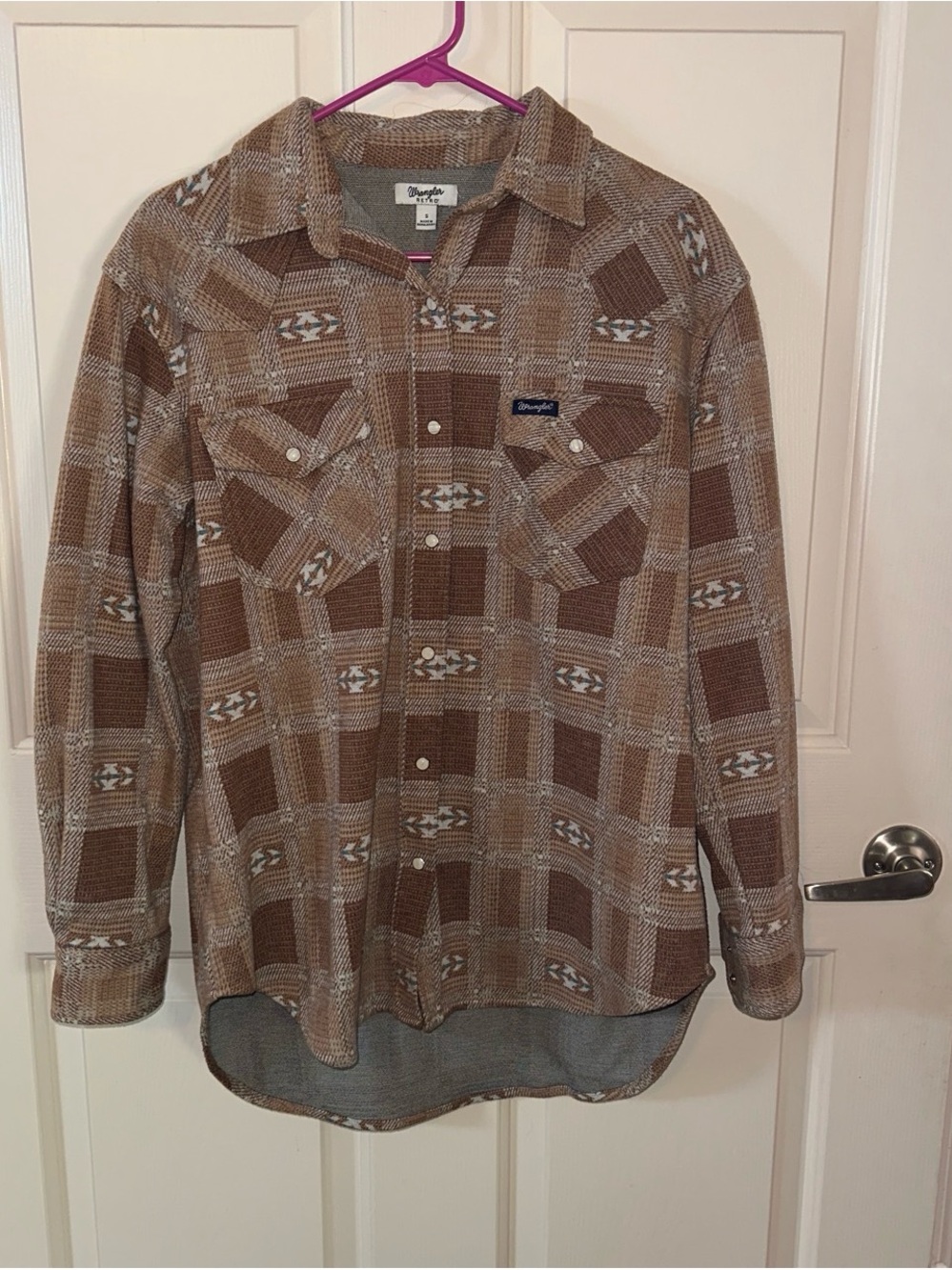 Wrangler Brown Plaid Western Button-Front Shirt - Picture 1 of 3